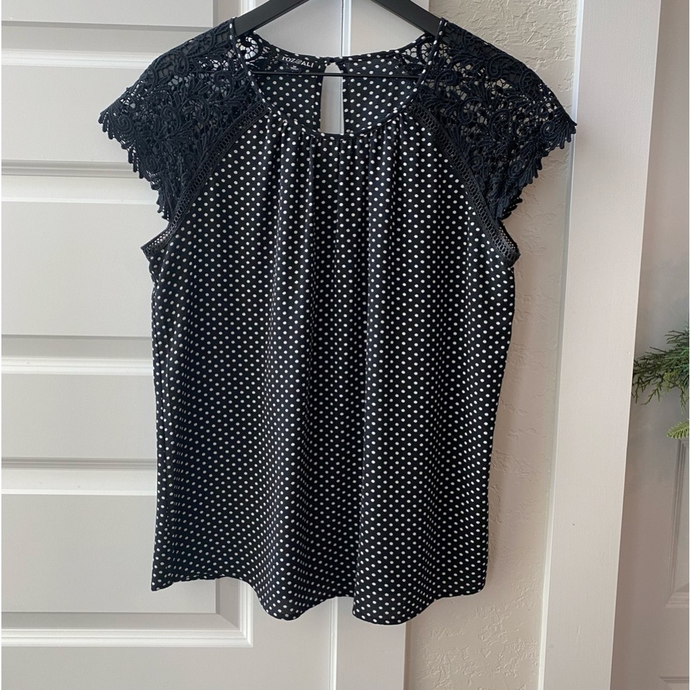 Roz & Ali Womens Polka dot Sleeveless with lace